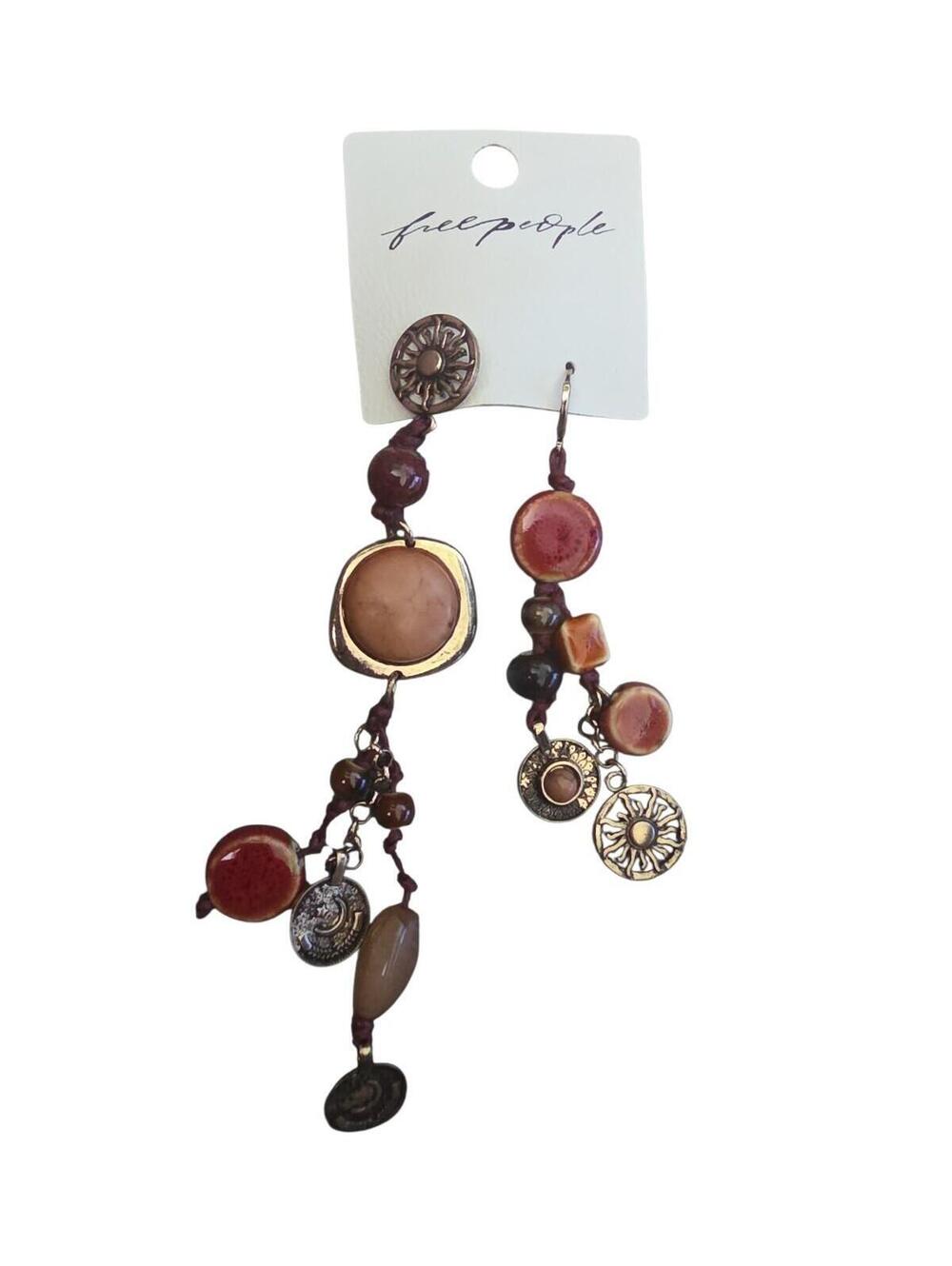 Free People Glass Stone Beaded Drop Earrings